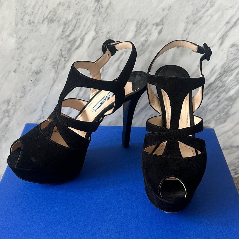 Prada Black Peep-Toe Heels